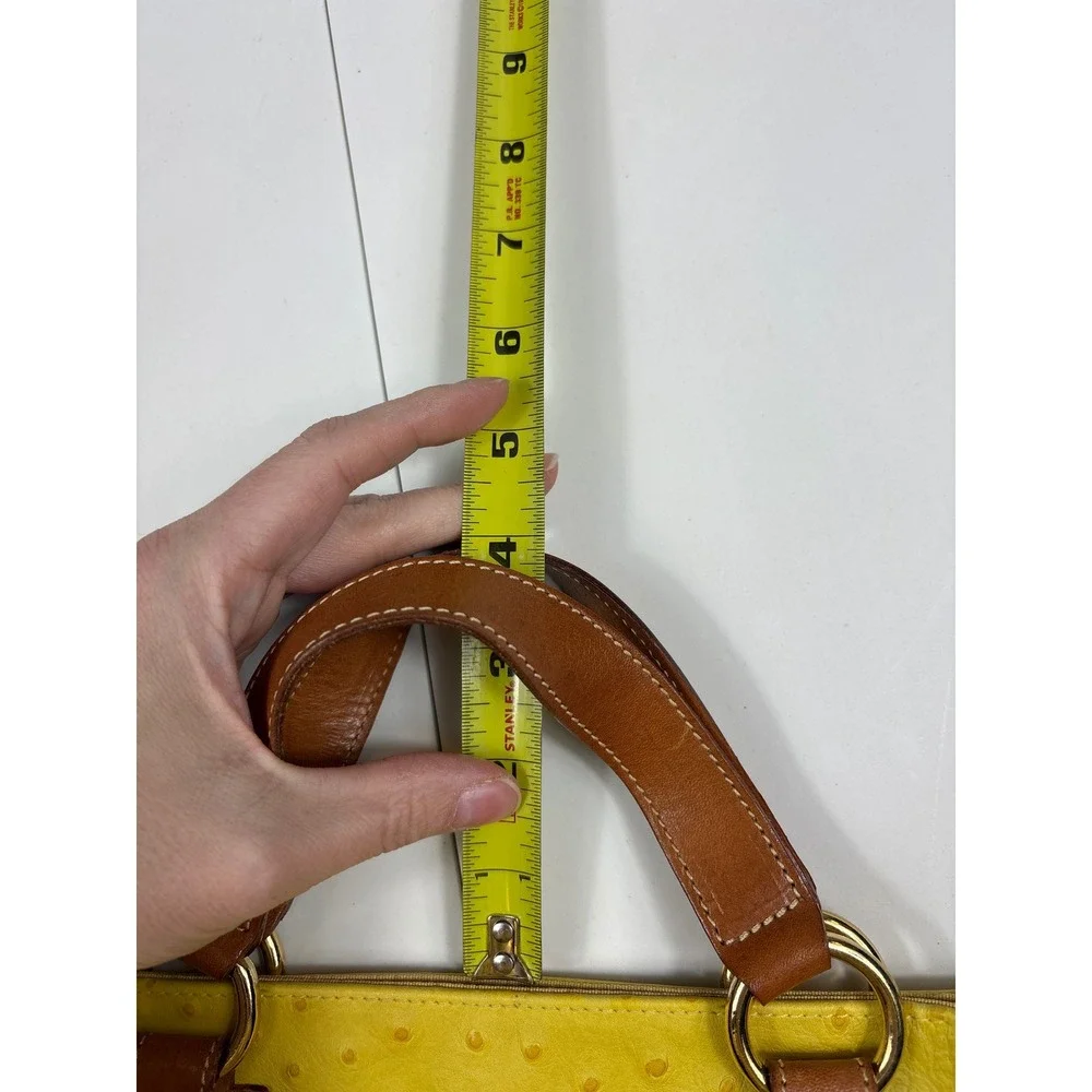Maurizio Taiuti Yellow‎ Ostrich Embossed Leather Tote Bag Made in Italy Handbag